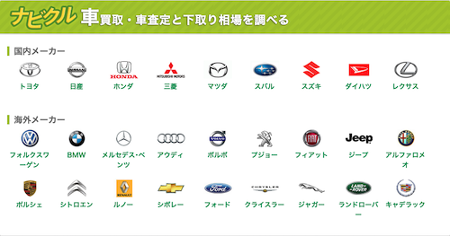 ナビクルの査定相場検索ページ