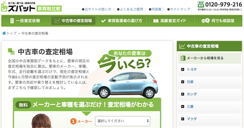 ズパット車買取りの査定相場検索ページ