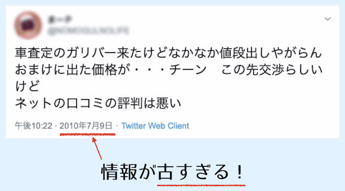 口コミの情報が古いツイート