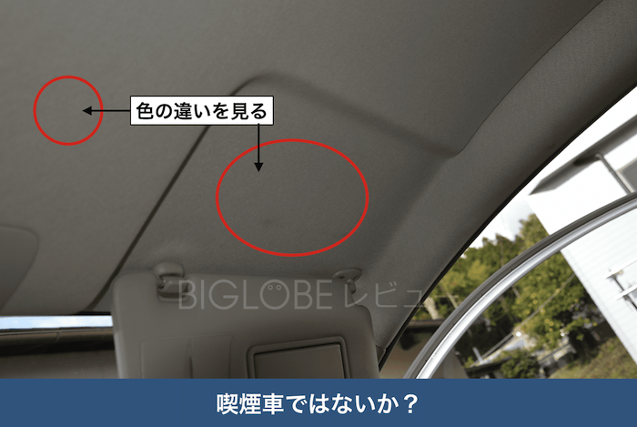 中古車のサンバイザーと天井