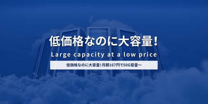低価格なのに大容量！月額167円で50G容量～