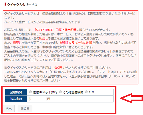 SBIFXトレードの入金