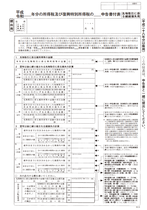 先物取引に係る繰越損失用