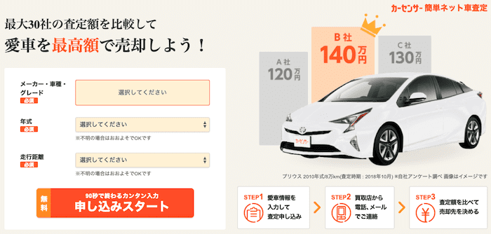 カーセンサー簡単ネット査定