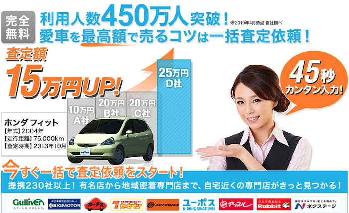 カービューの中古車買取(一括査定)