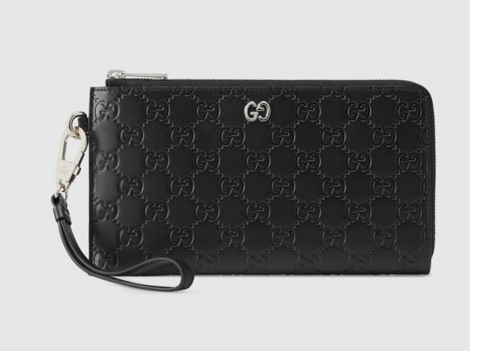 オンライン限定グッチシグネチャーレザー リストウォレット