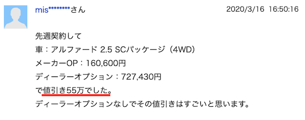 アルファードの値引き情報①