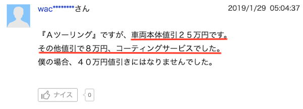 プリウスの値引き実例②