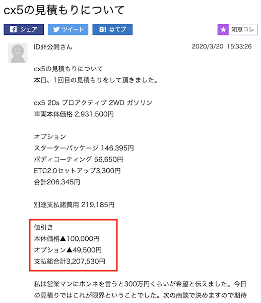 CX5の値引き事例⑥
