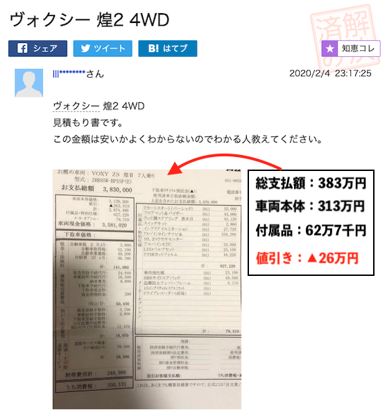 ヴォクシーの値引き口コミ⑤