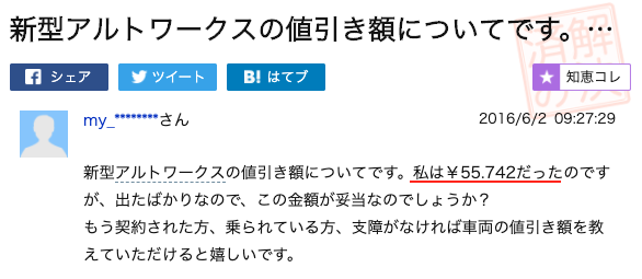 アルトワークスの値引き事例⑤
