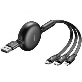 Baseus ライトニングケーブル 3in1 巻き取り 充電ケーブル