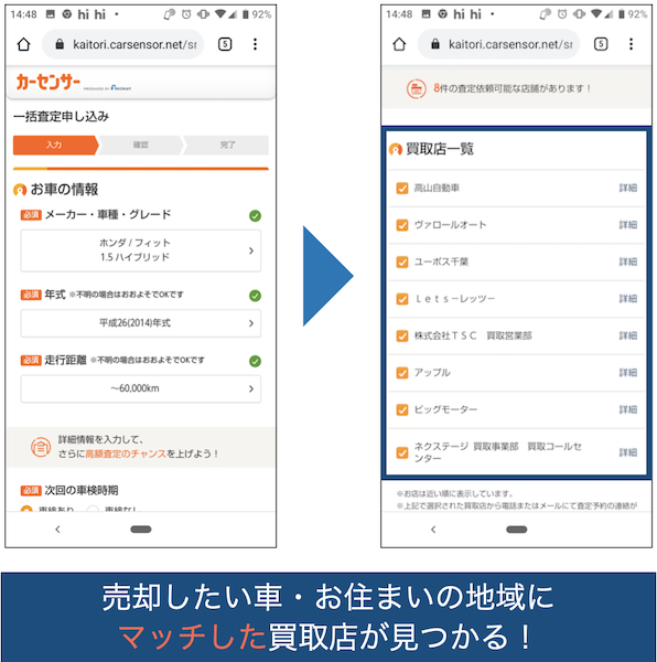 千葉県でカーセンサーを使った結果
