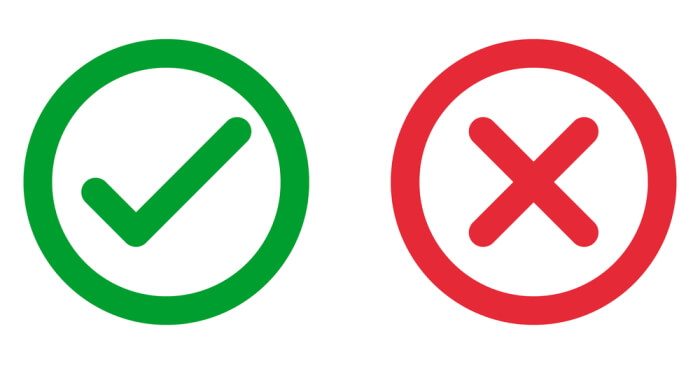 「良い」「バツ」の2つを表示しているイラストレーション