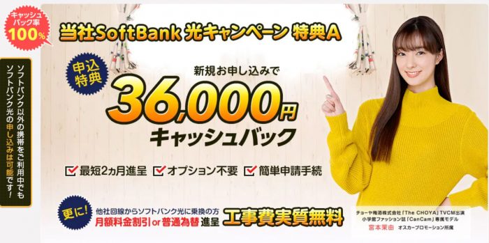 ソフトバンク光の代理店エヌズカンパニーのページ